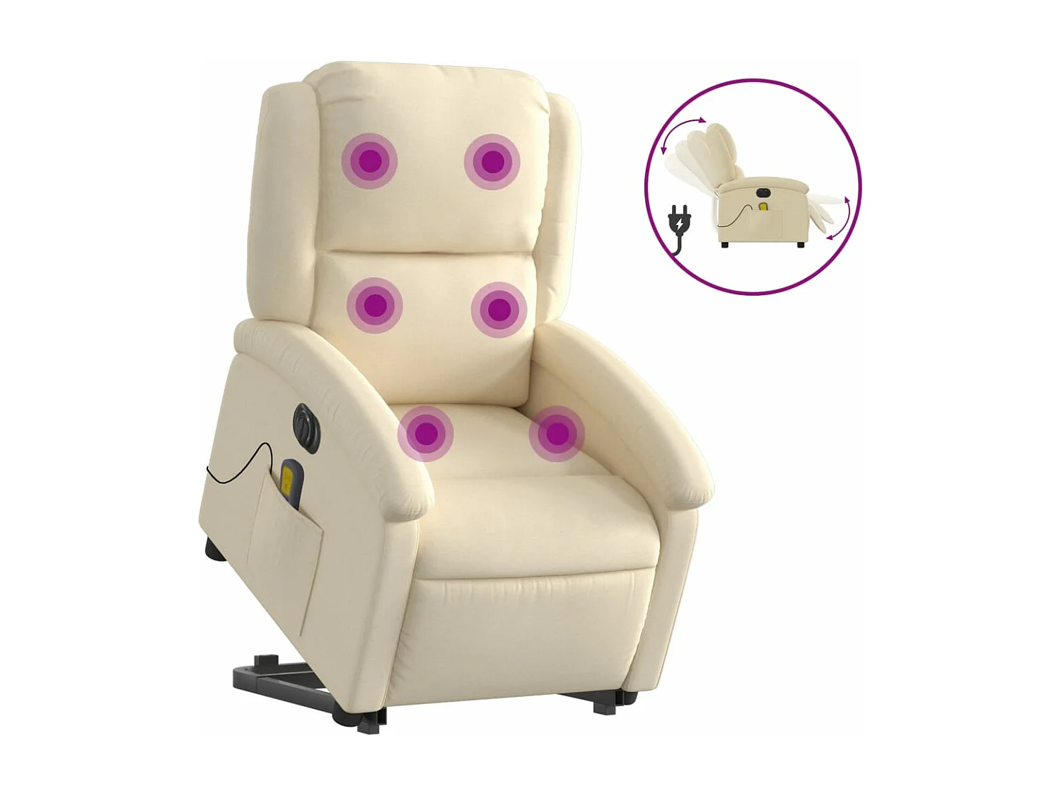 Fauteuil inclinable de massage électrique Crème Tissu
