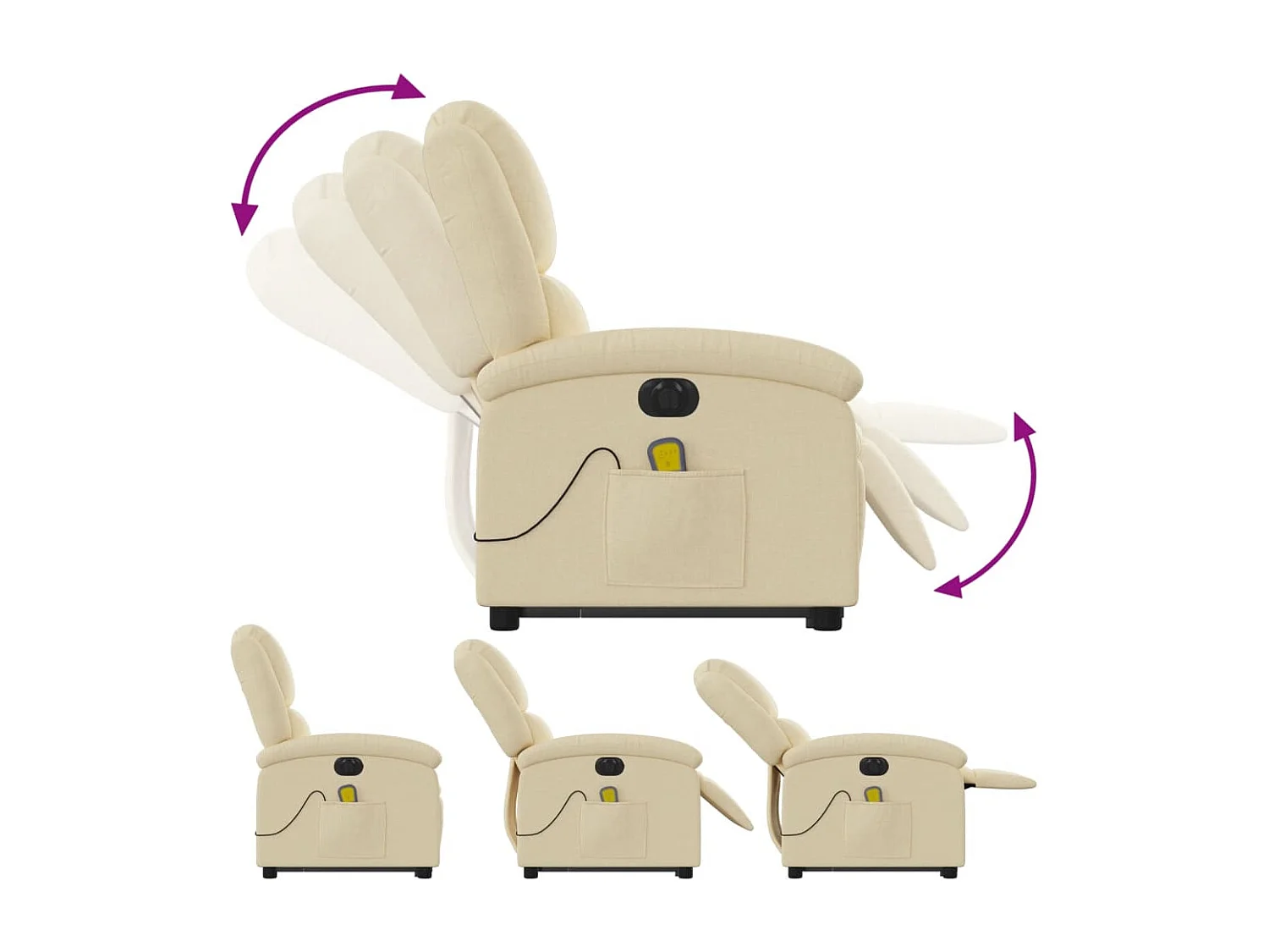 Fauteuil inclinable de massage électrique Crème Tissu