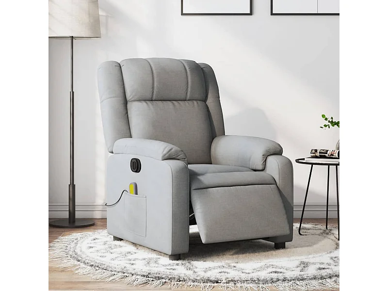 Fauteuil de massage inclinable électrique gris clair tissu