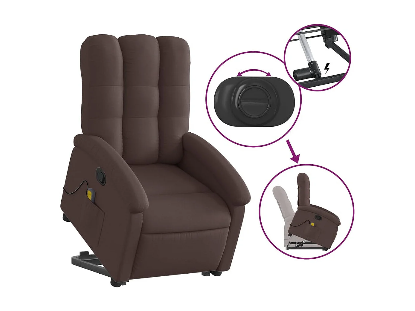 Fauteuil inclinable de massage Marron foncé Tissu