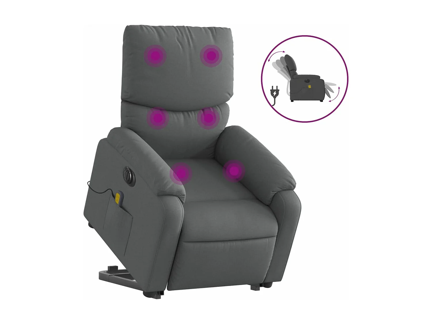 Fauteuil inclinable de massage électrique Gris foncé Tissu