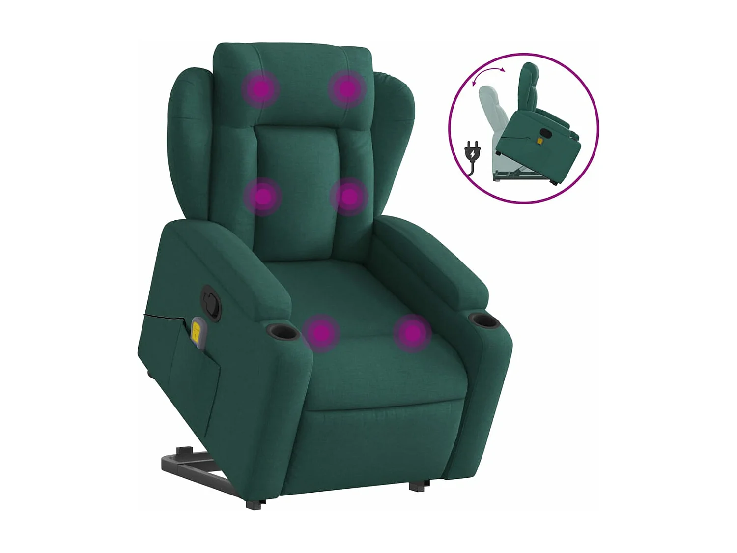 Fauteuil inclinable de massage Vert foncé Tissu
