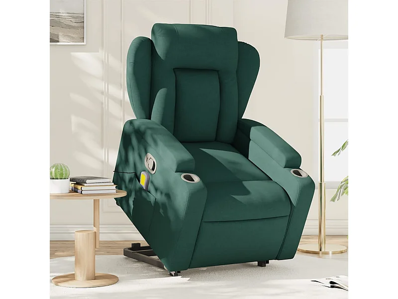 Fauteuil inclinable de massage Vert foncé Tissu