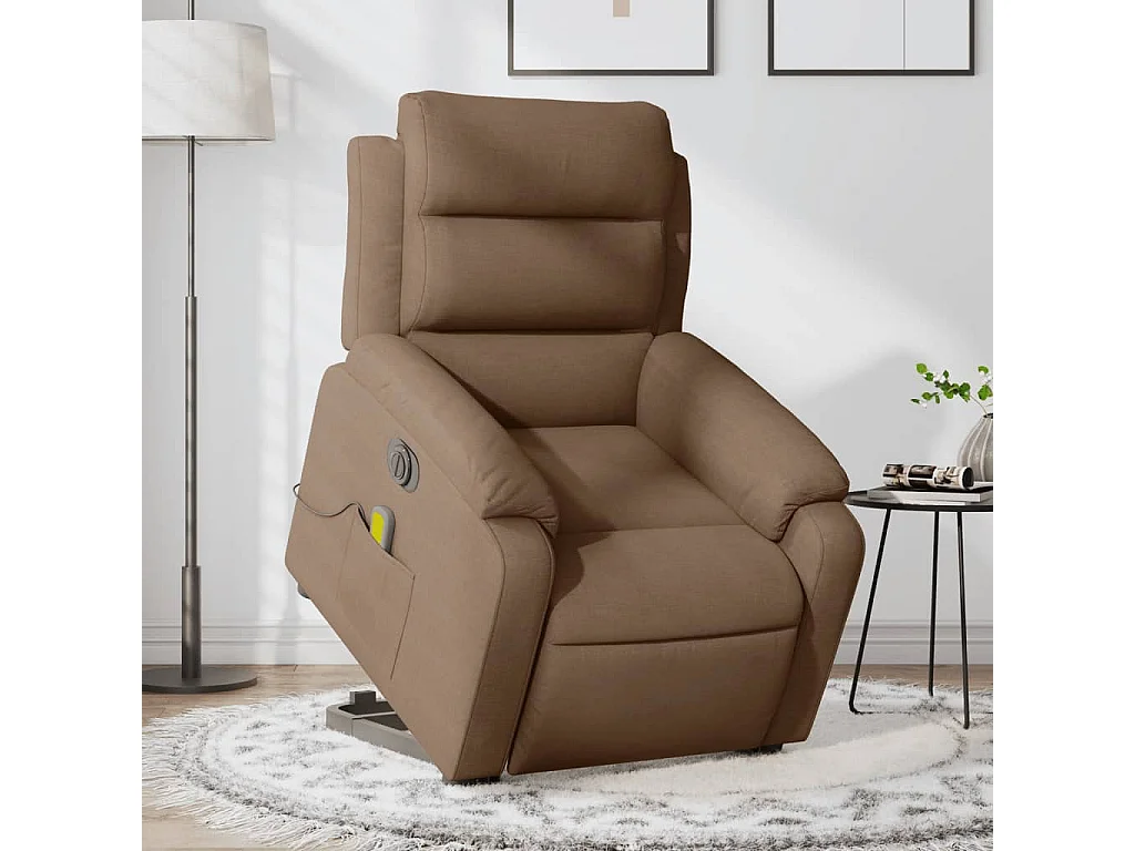 Fauteuil inclinable de massage électrique Marron Tissu