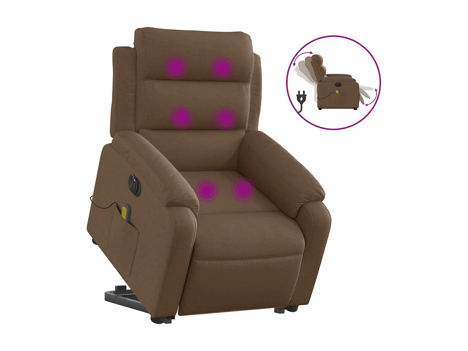 Fauteuil inclinable de massage électrique Marron Tissu