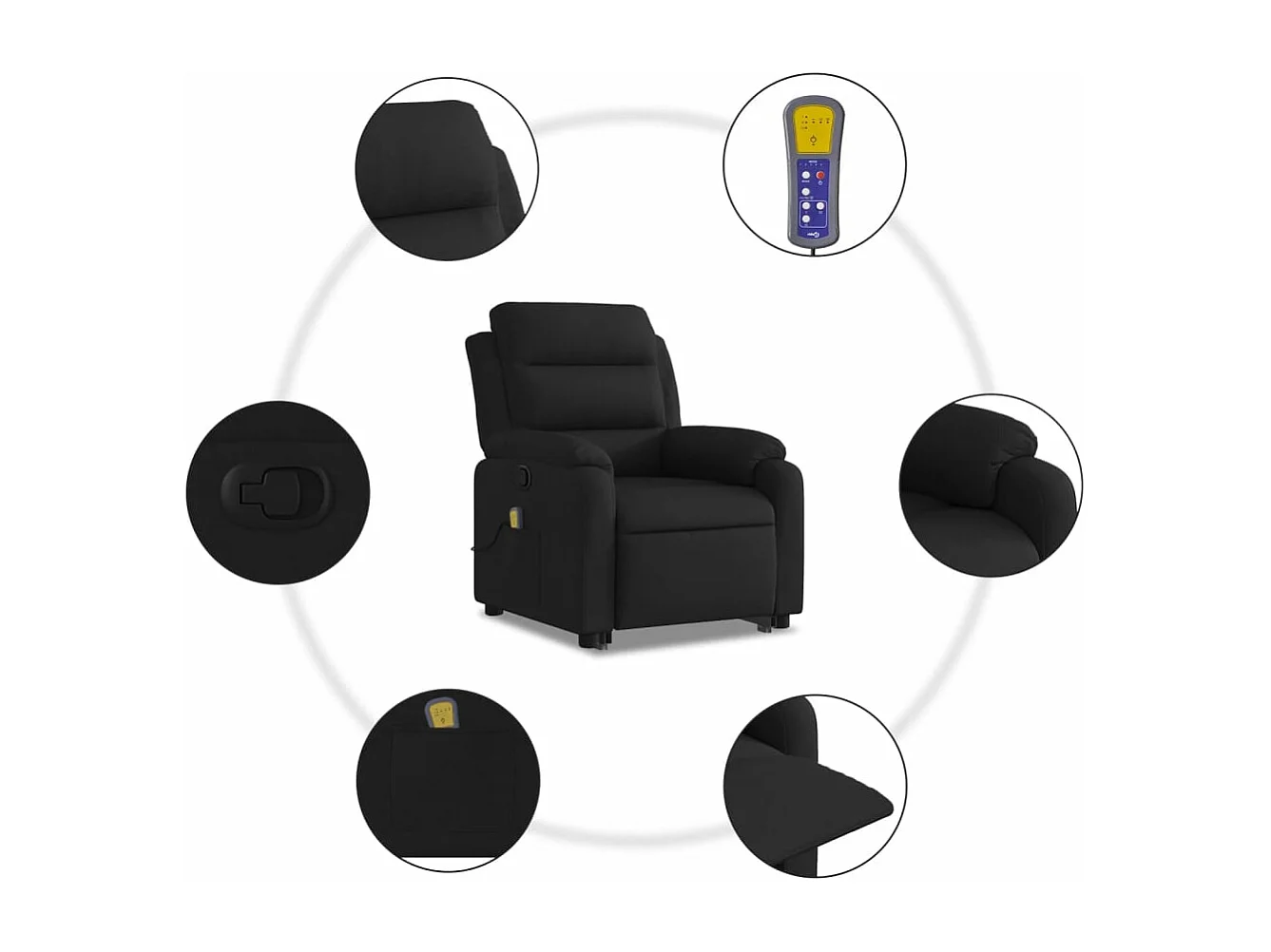 Fauteuil de massage inclinable Noir Tissu