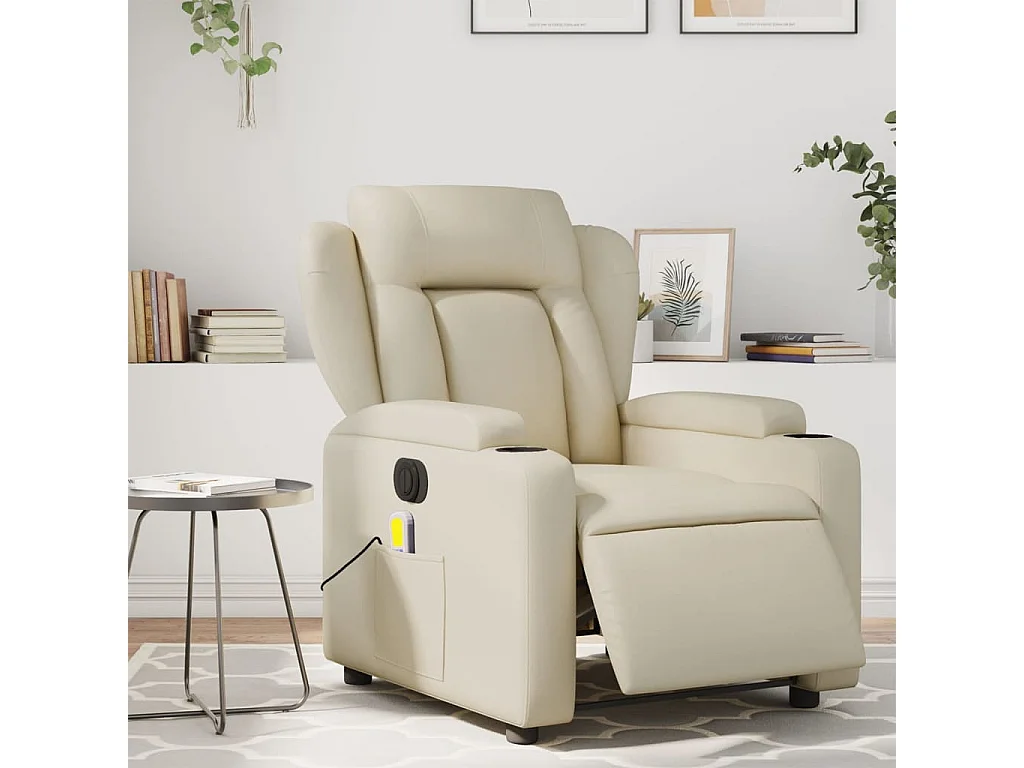 Fauteuil de massage inclinable électrique crème similicuir