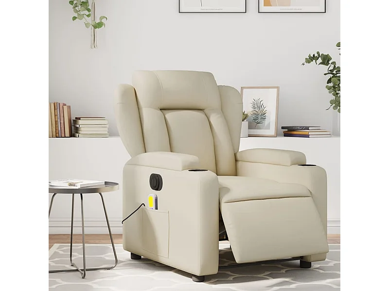 Fauteuil de massage inclinable électrique crème similicuir