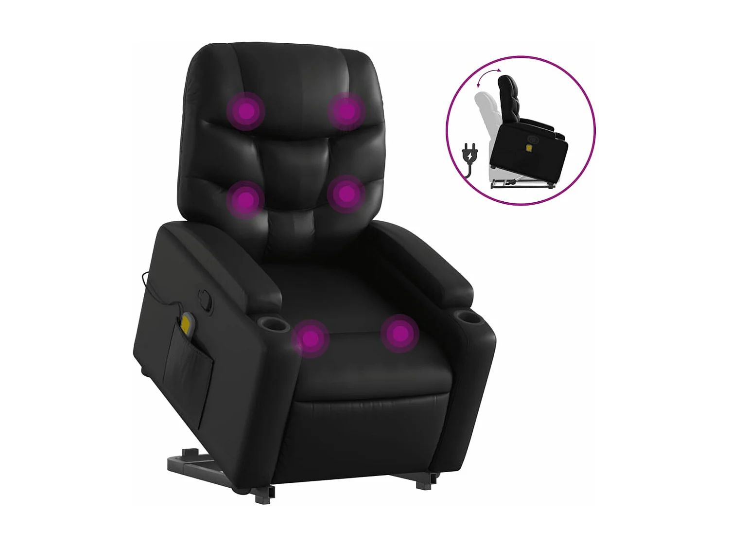 Fauteuil inclinable de massage Noir Similicuir