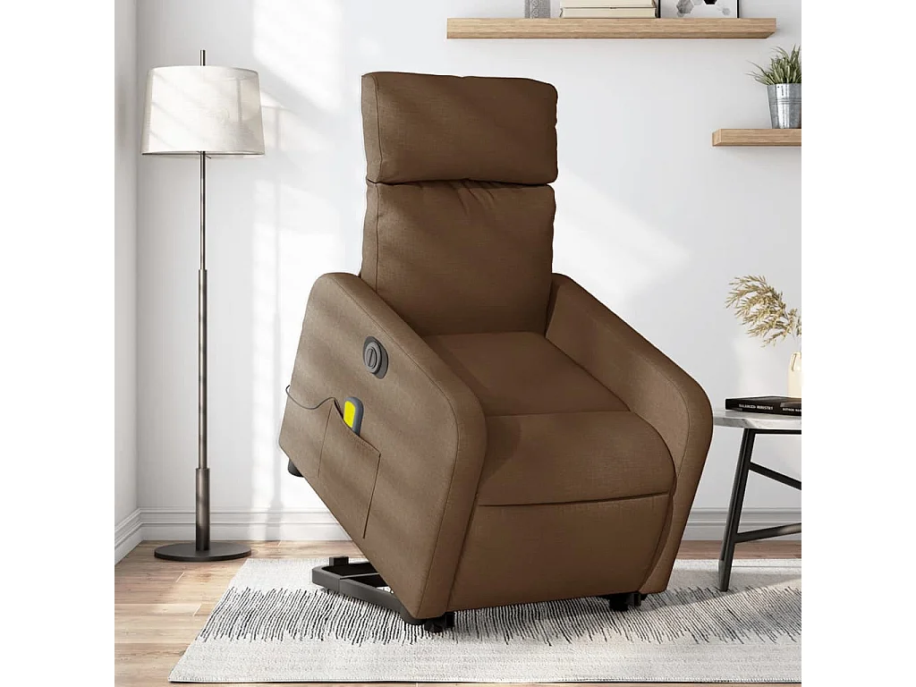 Fauteuil inclinable de massage électrique Marron Tissu