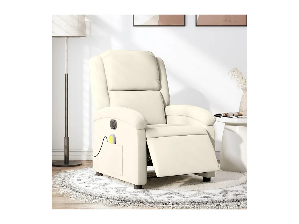 Fauteuil inclinable de massage électrique crème velours