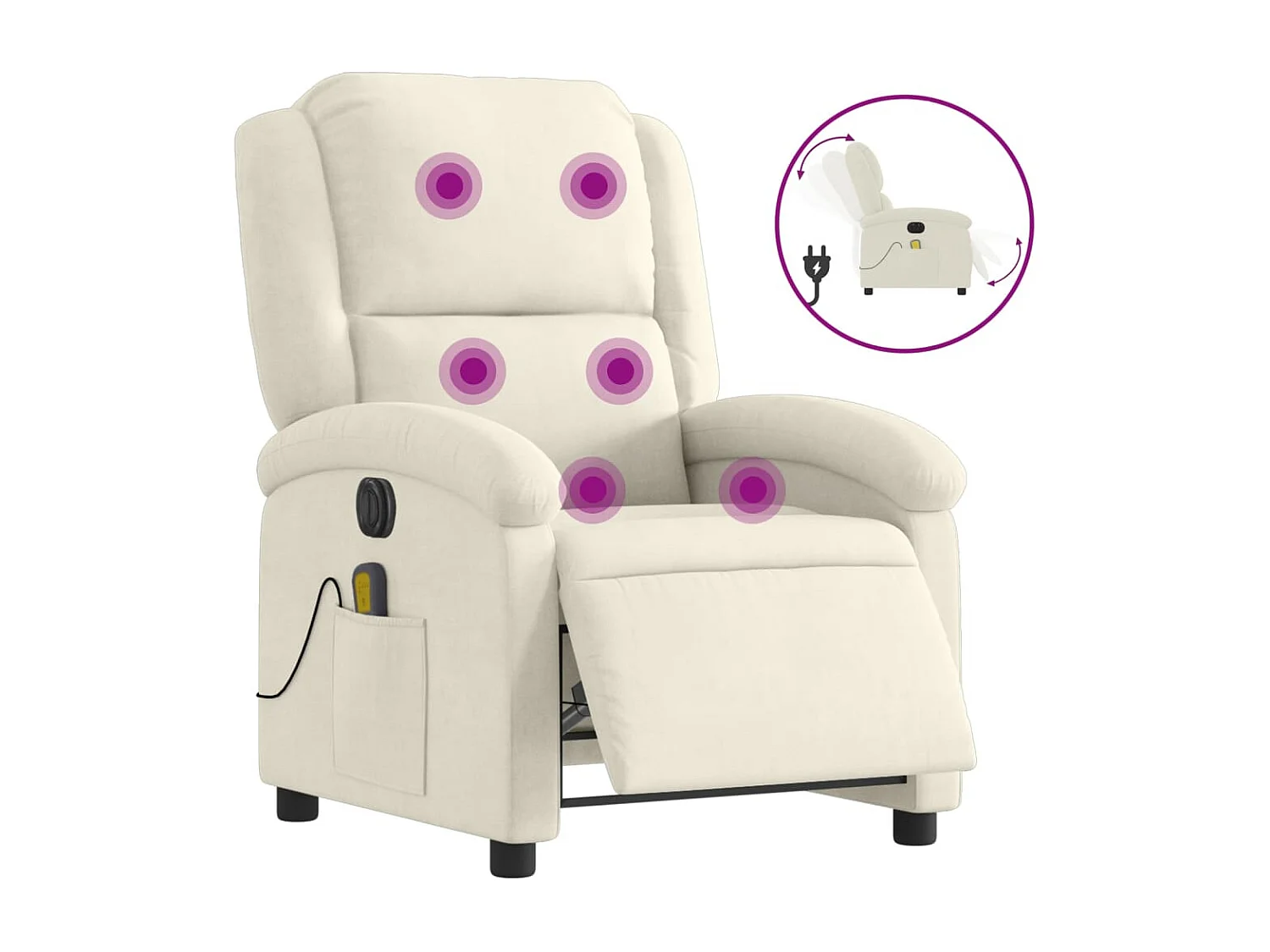 Massagestoel elektrisch verstelbaar fluweel crèmekleurig