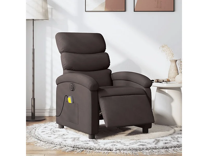 Fauteuil de massage inclinable électrique Marron foncé Tissu