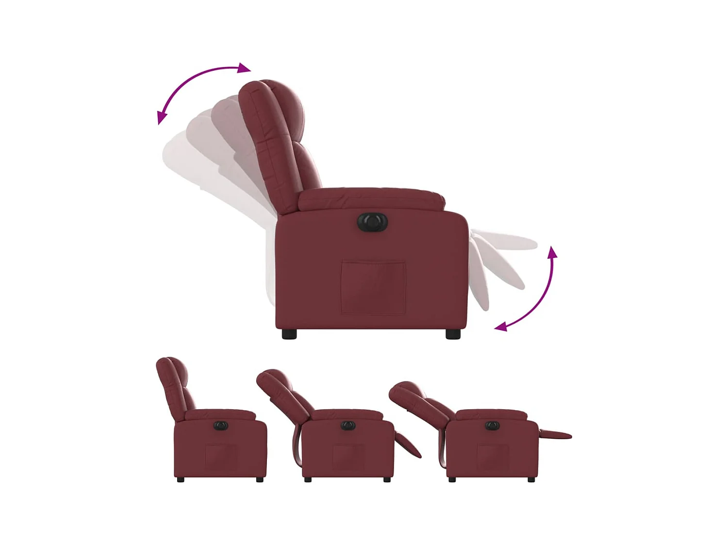 Fauteuil inclinable électrique Rouge bordeaux Similicuir