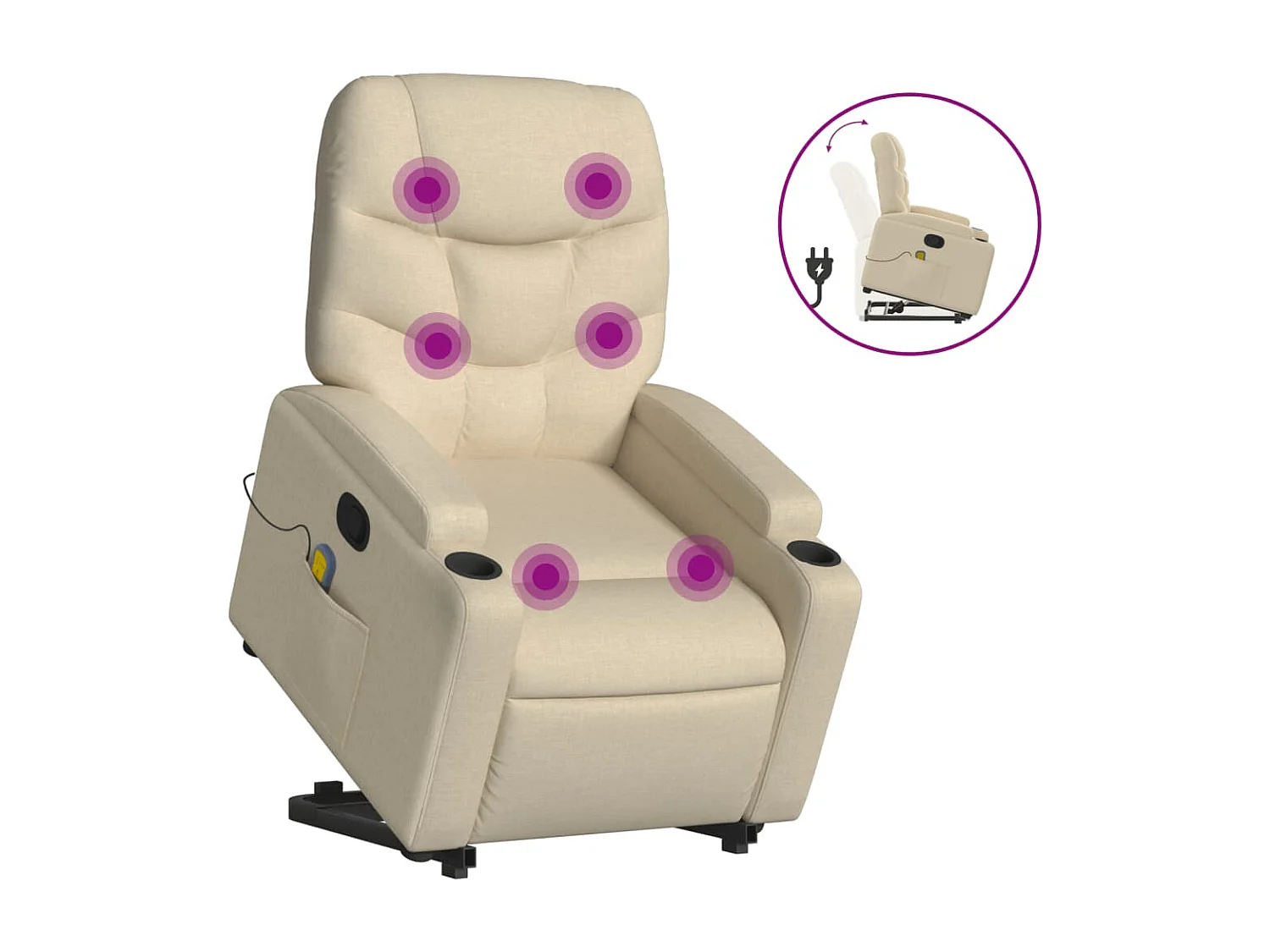 Fauteuil inclinable de massage Crème Tissu