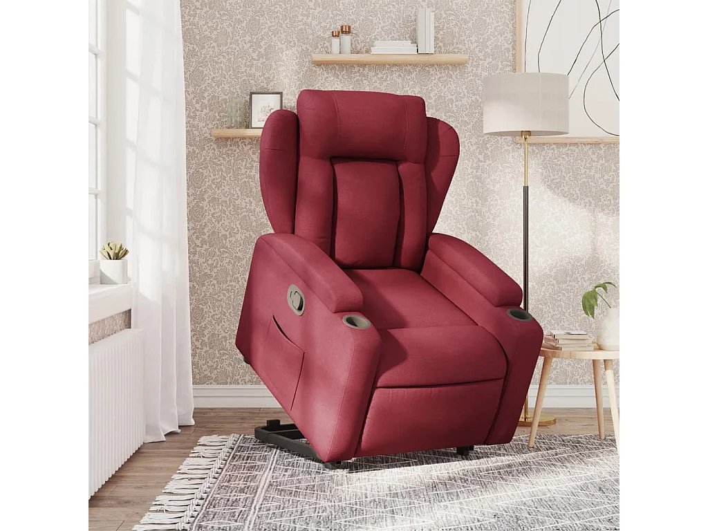Poltrona reclinável elevatória tecido vermelho tinto