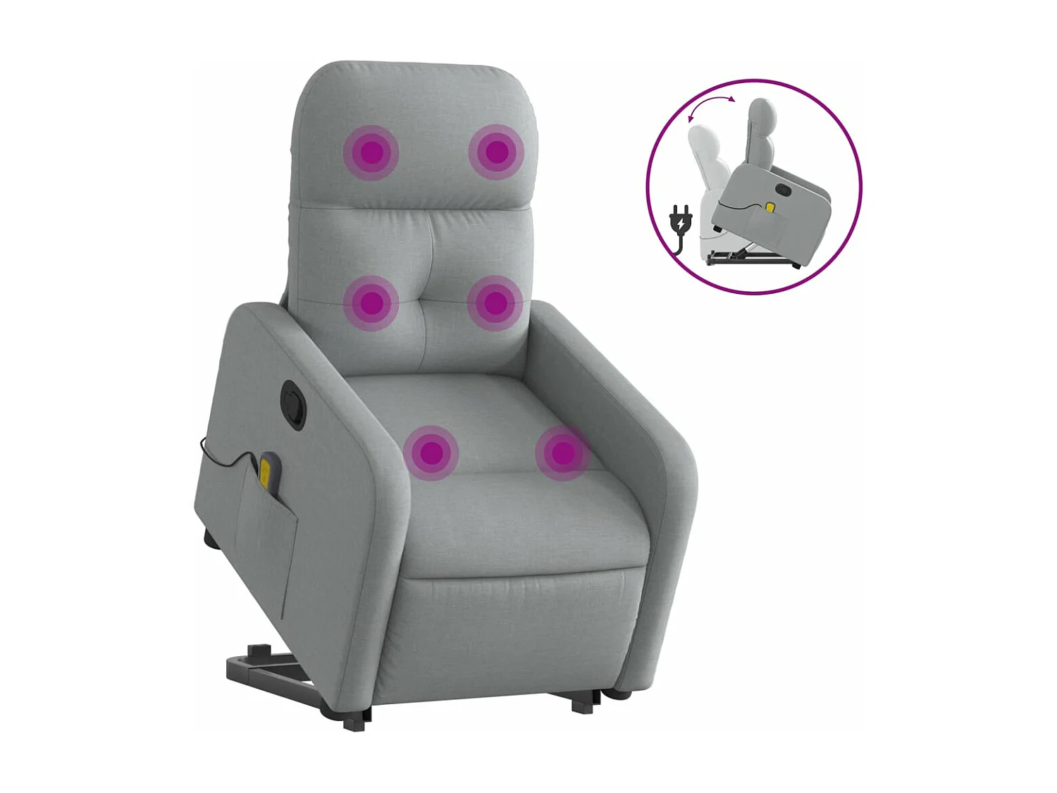 Fauteuil de massage inclinable Gris clair Tissu