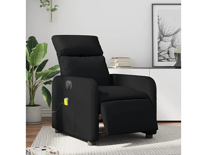 Fauteuil de massage inclinable électrique noir similicuir