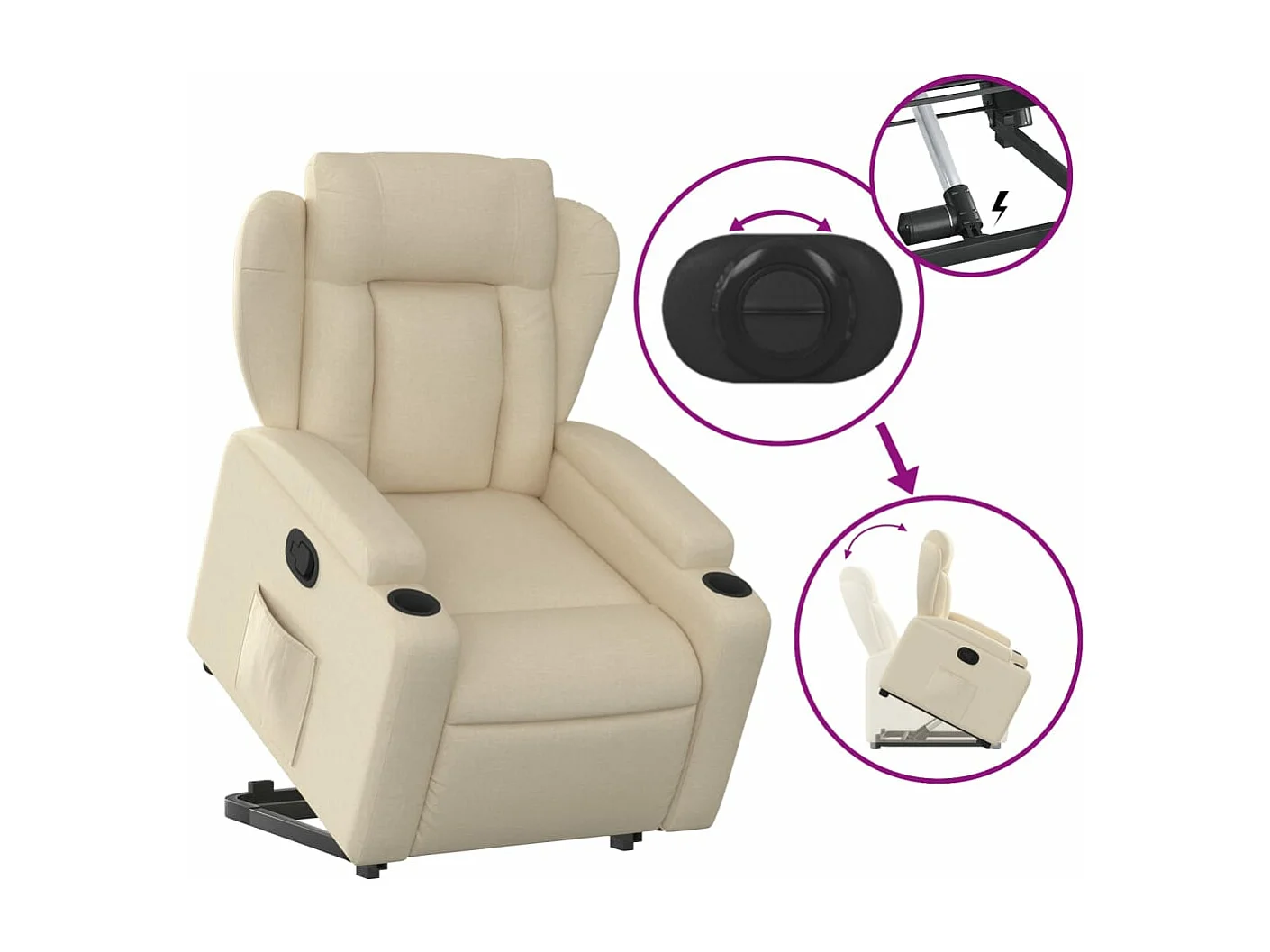 Fauteuil inclinable Crème Tissu