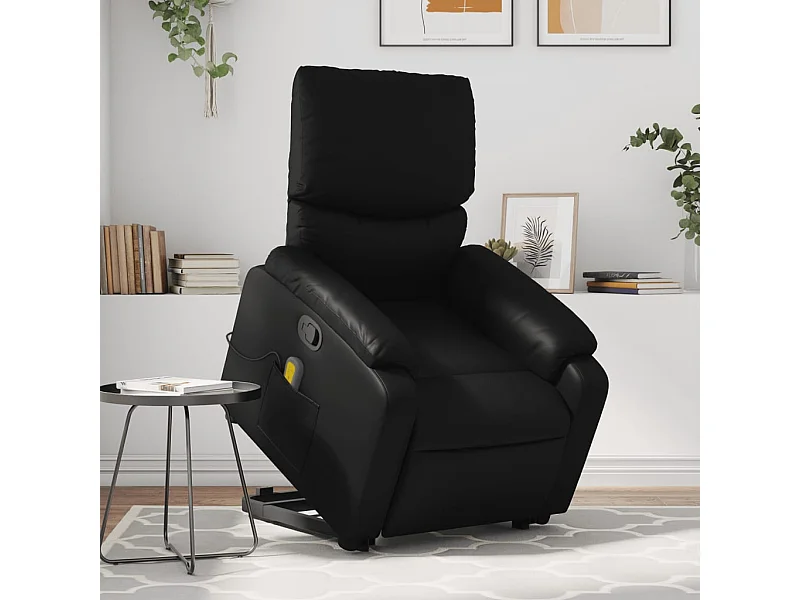 Fauteuil inclinable de massage Noir Similicuir