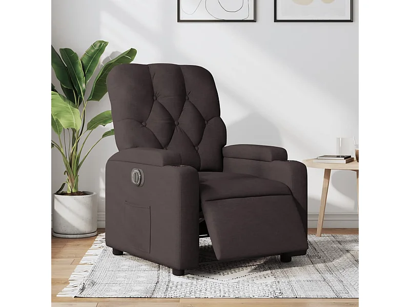Fauteuil inclinable électrique Marron foncé Tissu