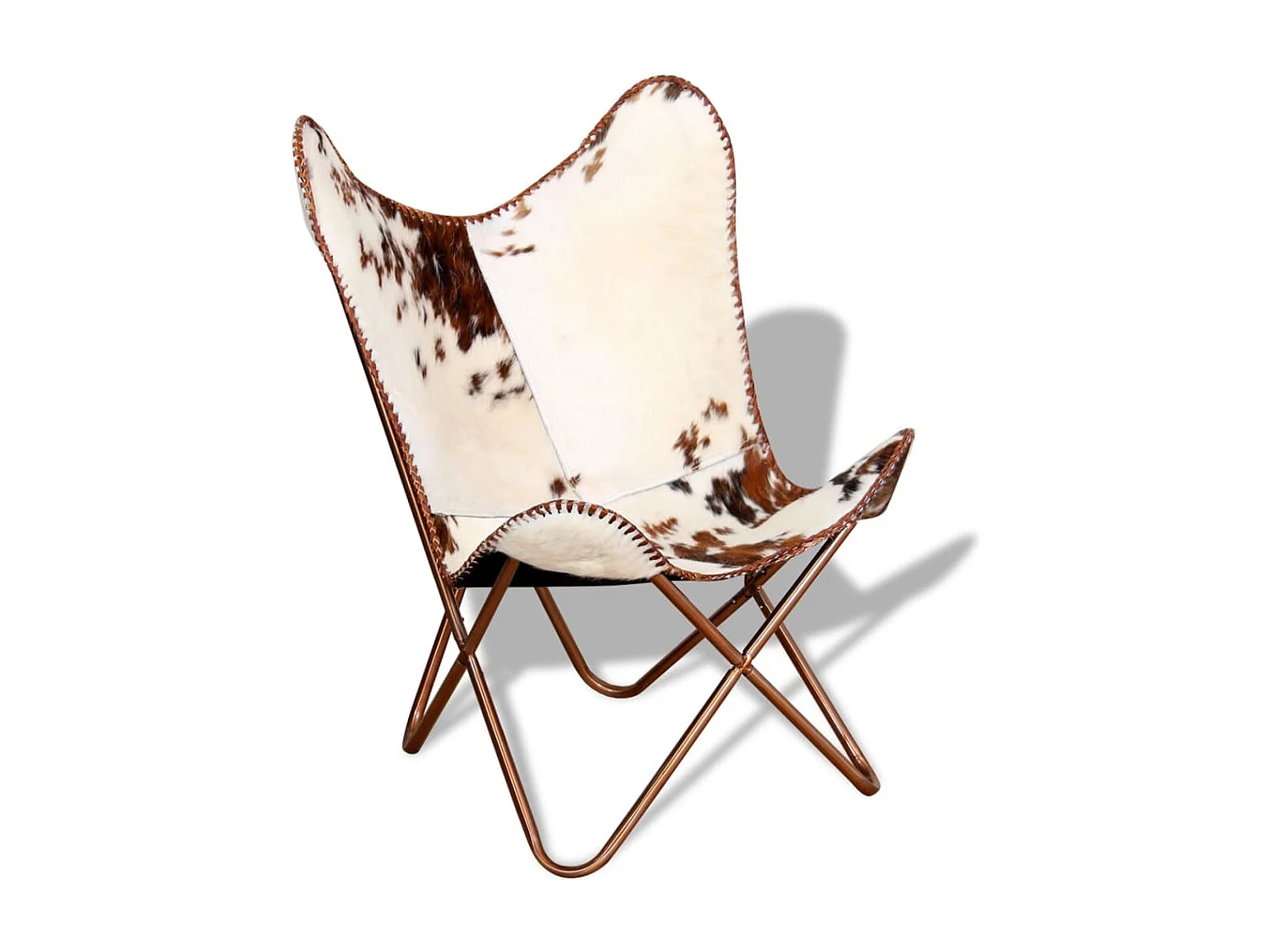 Butterfly-Sessel Braun und Weiß Echtes Kuhfell