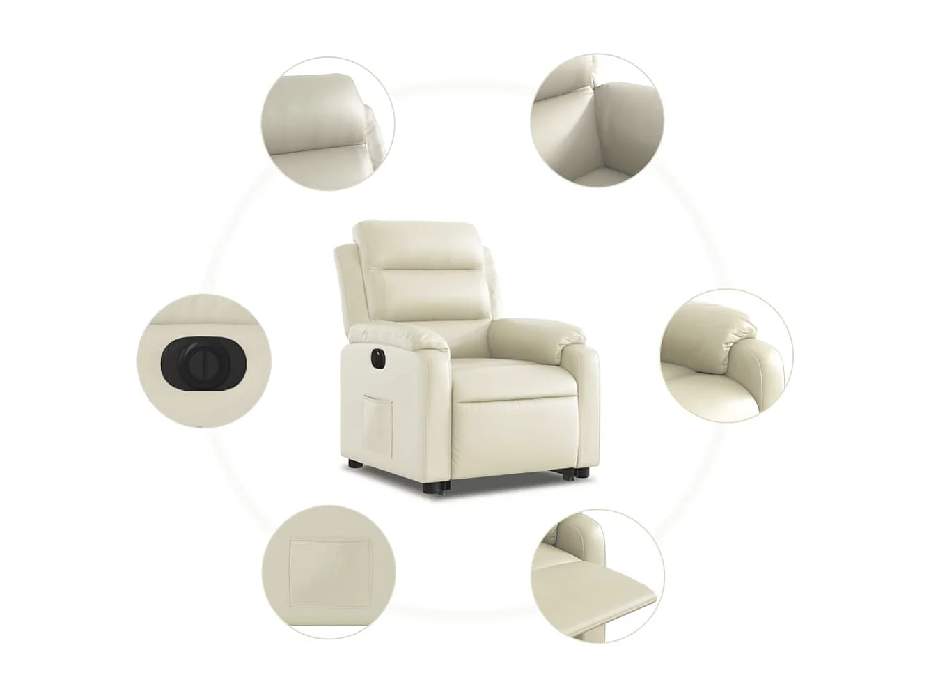 Fauteuil inclinable électrique crème similicuir