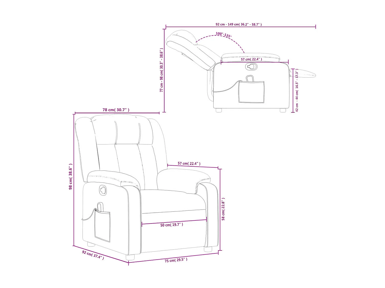 Fauteuil de massage inclinable Marron Similicuir