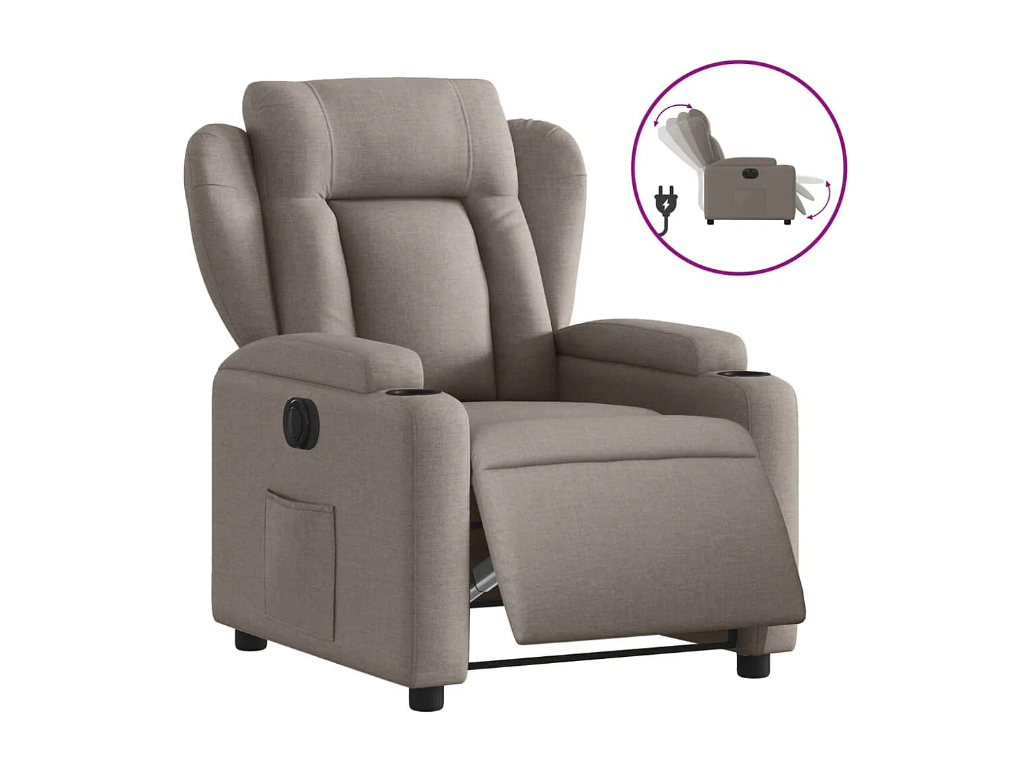 Fauteuil inclinable électrique Taupe Tissu
