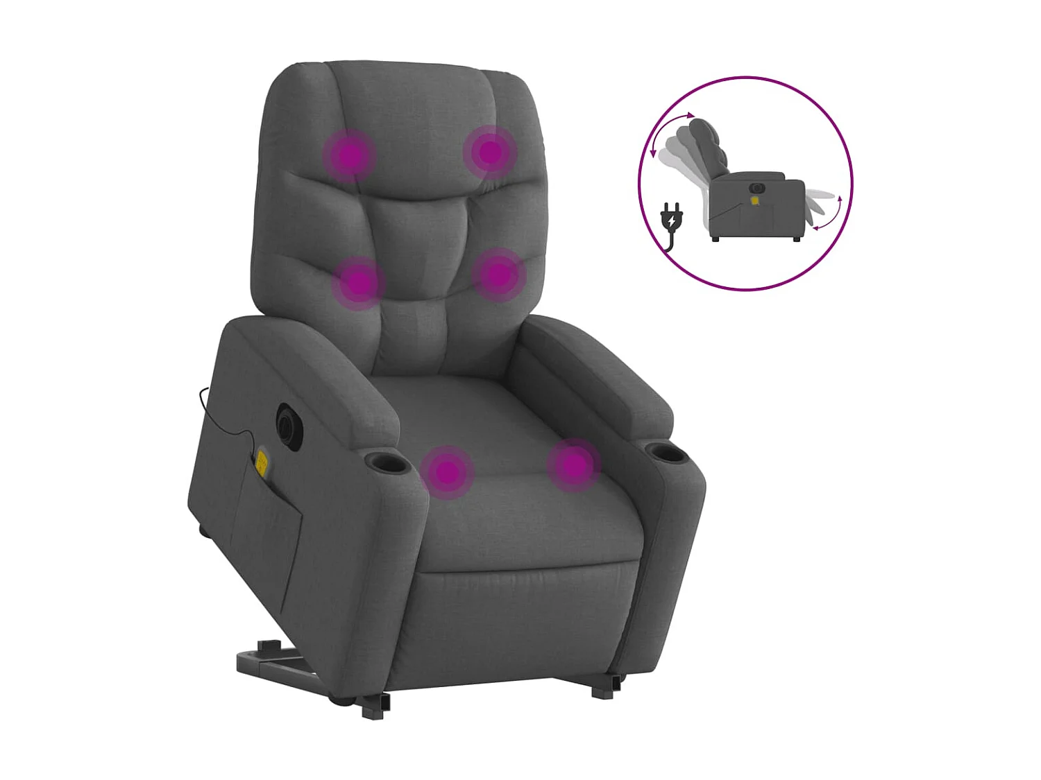 Fauteuil inclinable de massage électrique Gris foncé Tissu