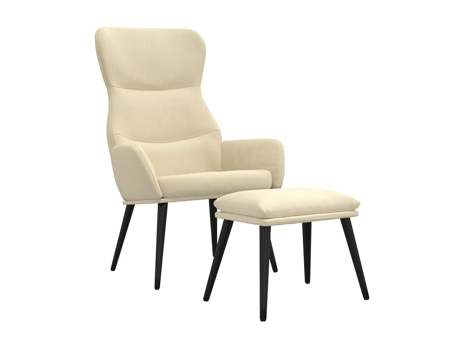 Chaise de relaxation avec tabouret Crème Tissu