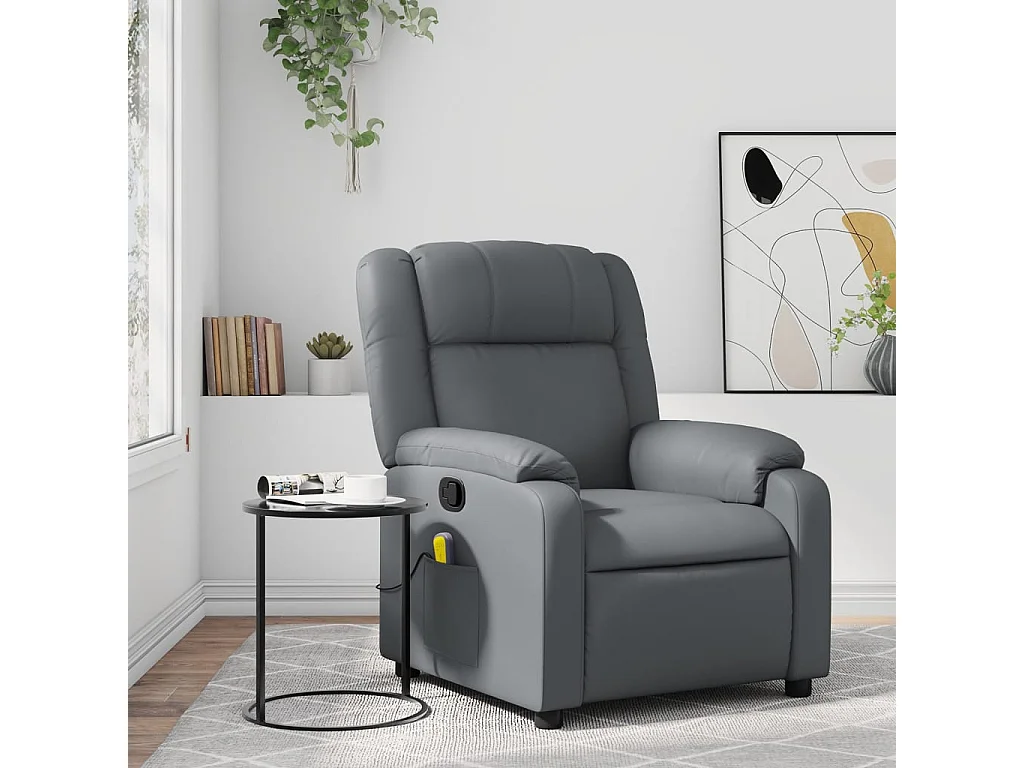Fauteuil de massage inclinable Gris Similicuir