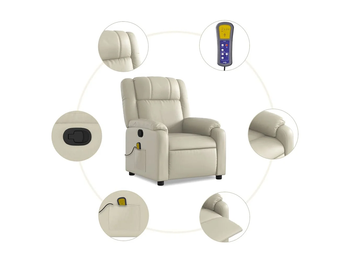 Fauteuil inclinable de massage Crème Similicuir