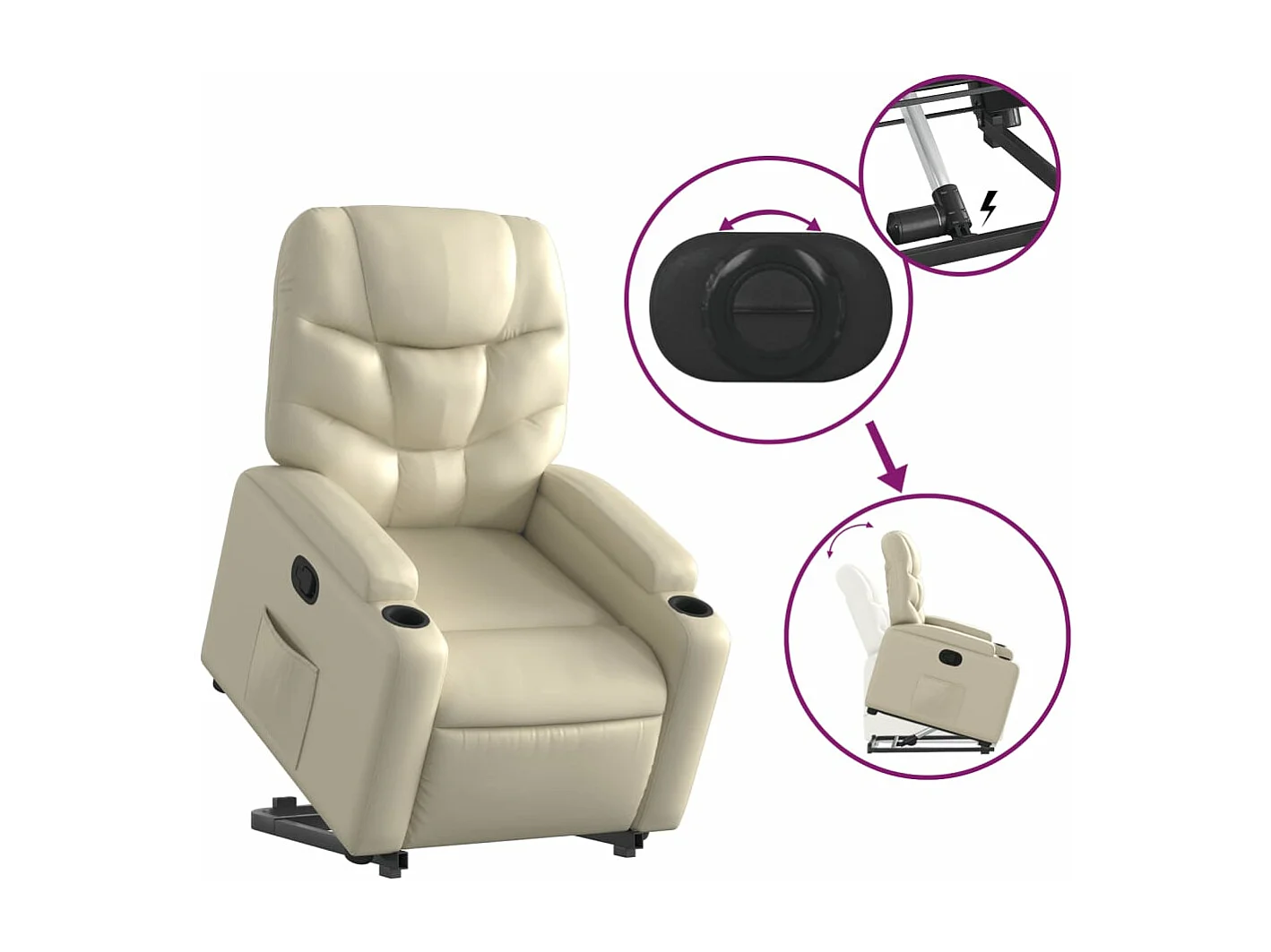 Fauteuil inclinable Crème Similicuir