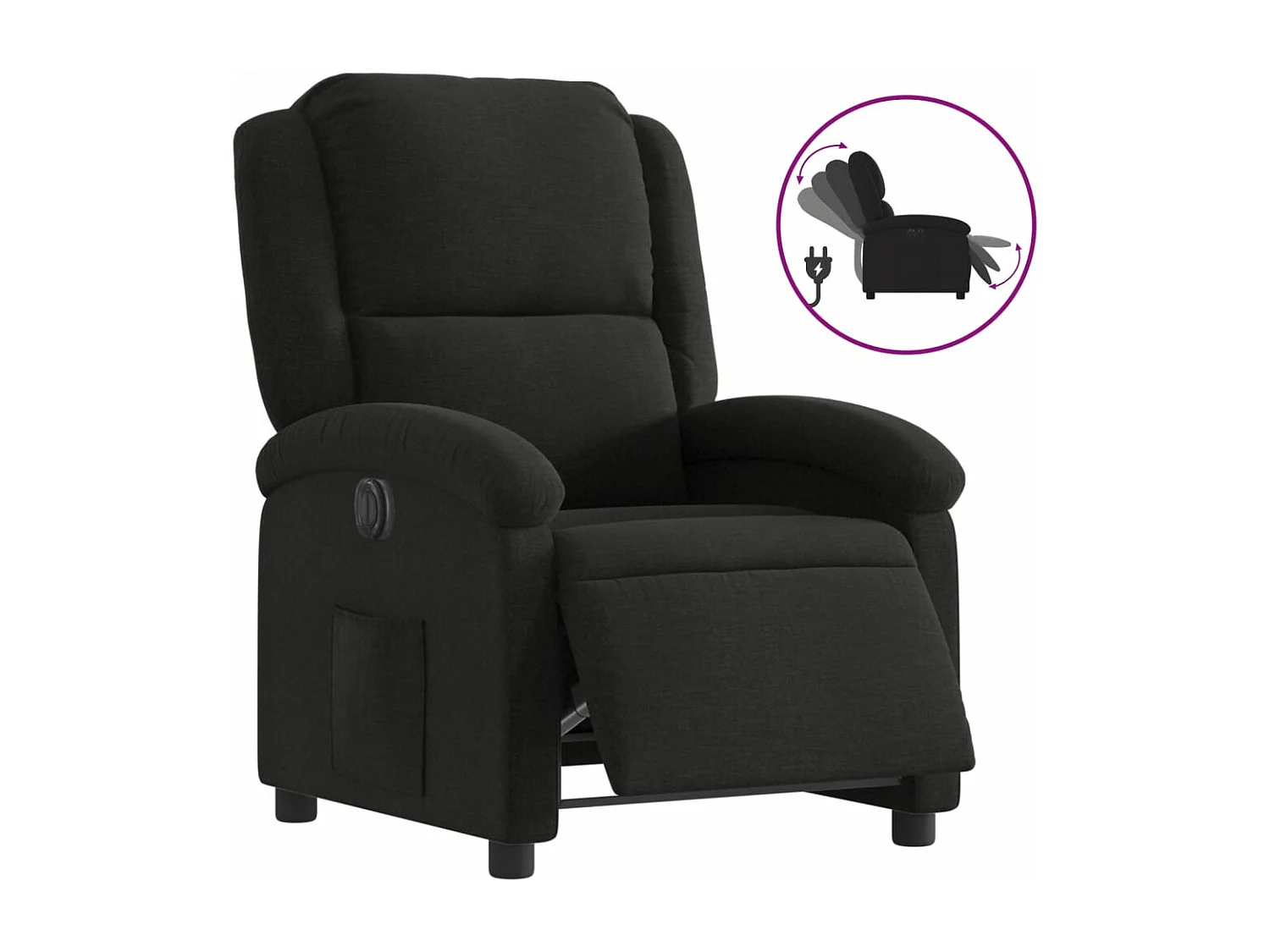 Fauteuil inclinable électrique Noir Tissu