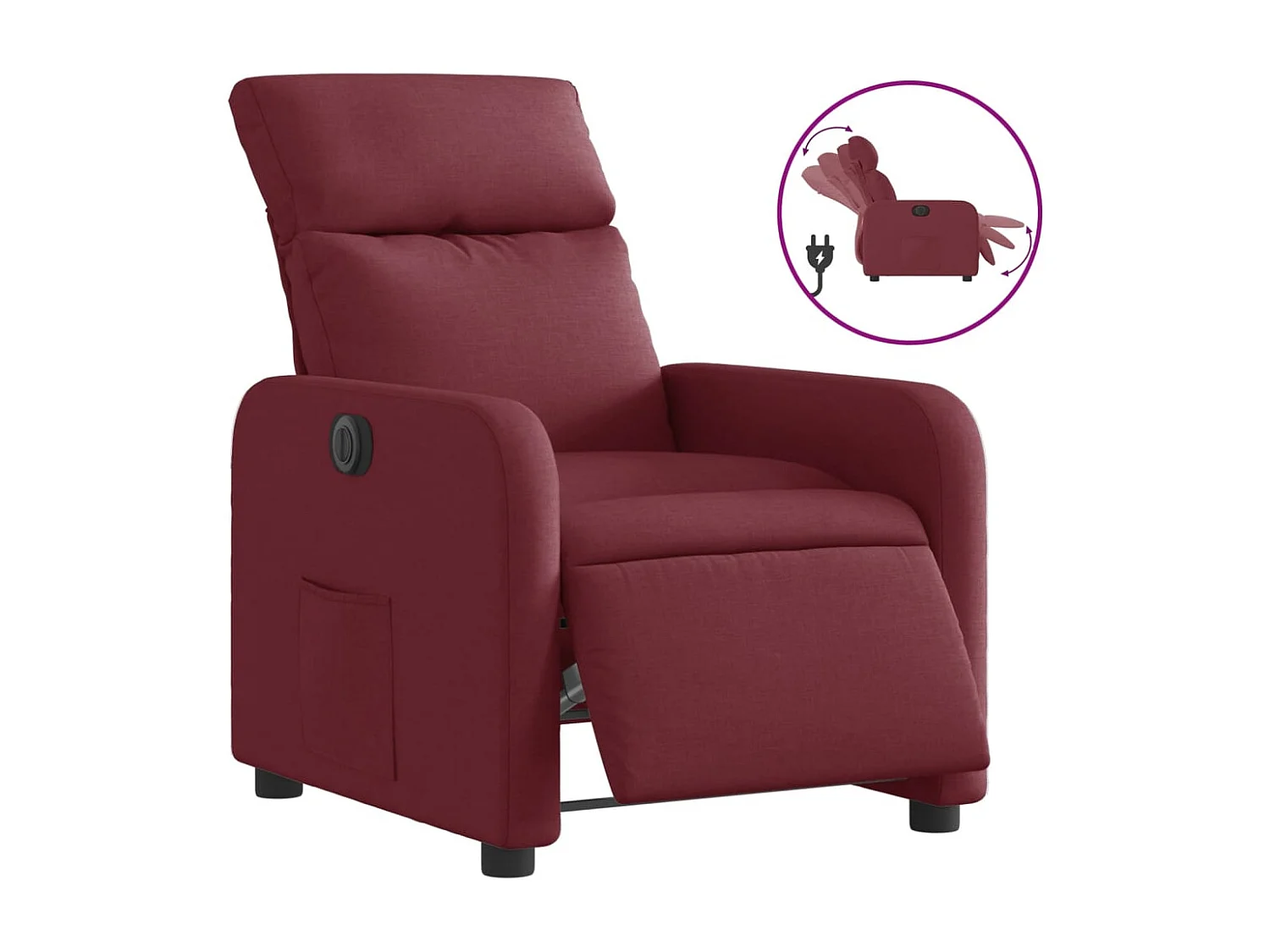 Fauteuil inclinable électrique Rouge bordeaux Tissu
