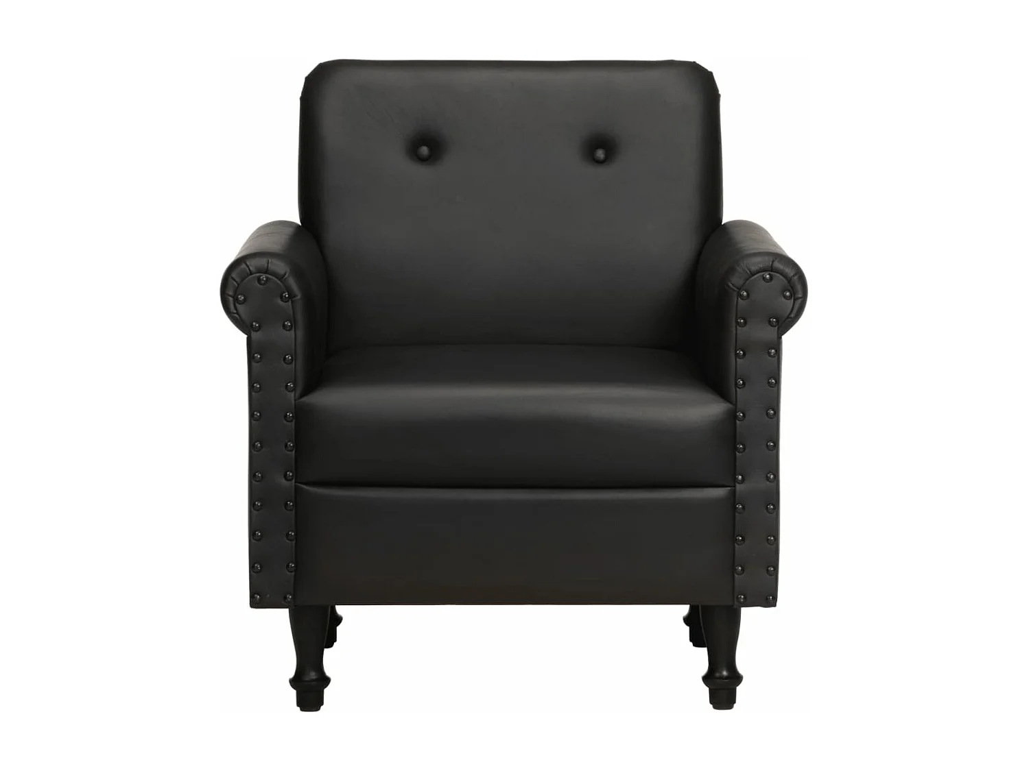 Poltrona a Pozzetto Nera in Vera Pelle