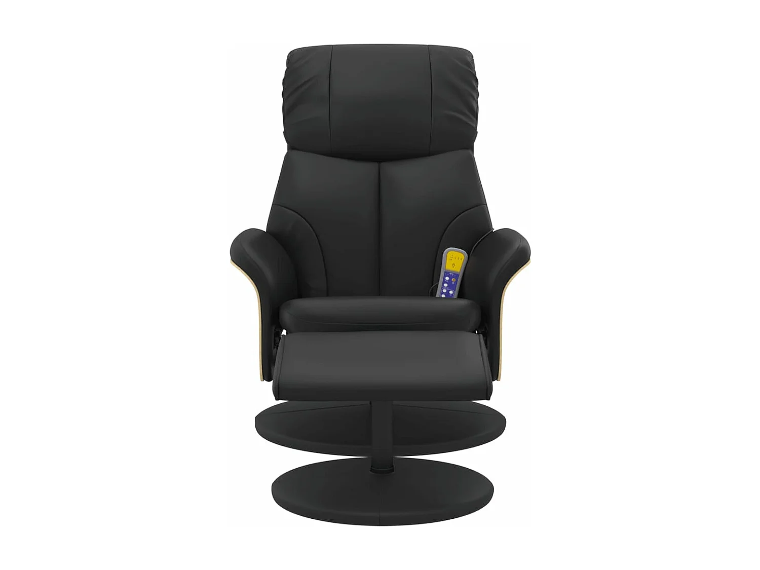 Poltrona Massaggio Reclinabile con Sgabello Nero in Similpelle