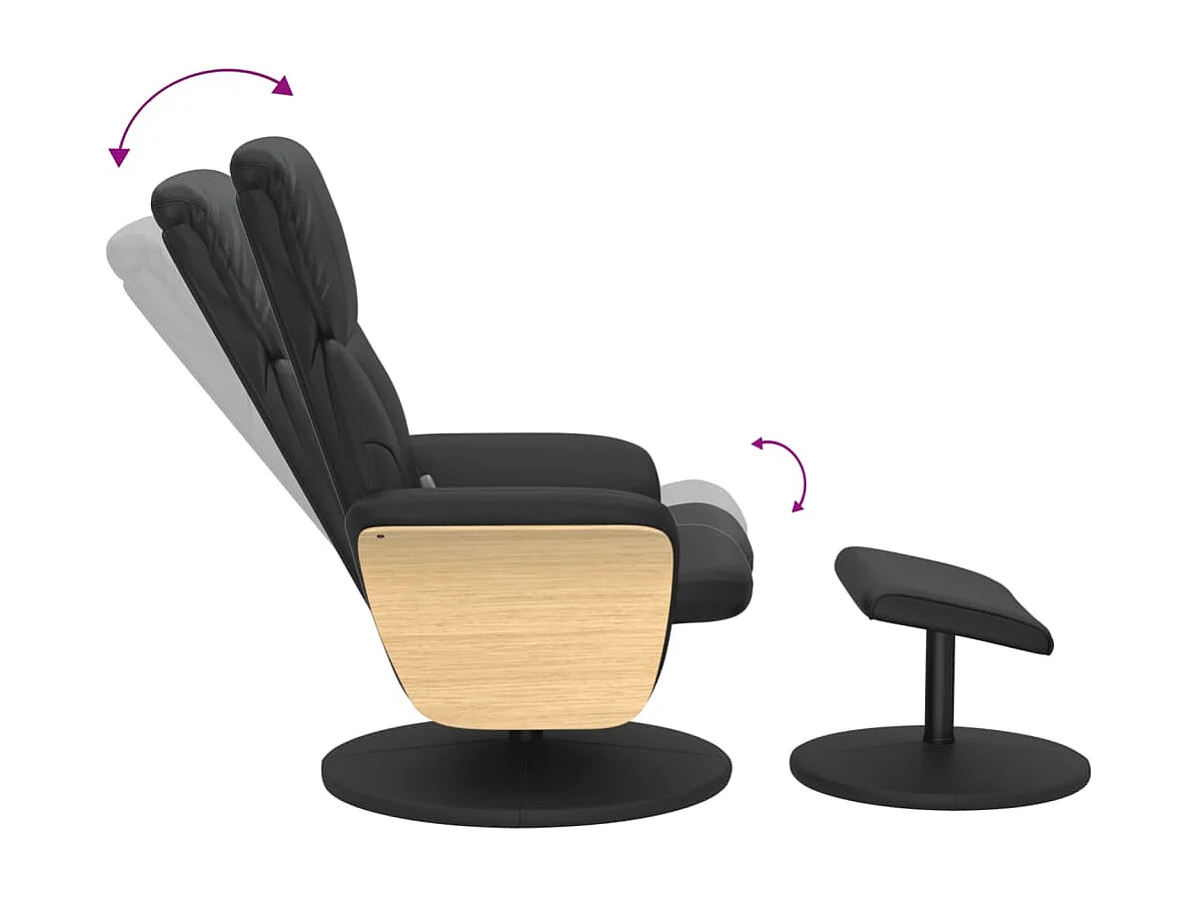 Poltrona Massaggio Reclinabile con Sgabello Nero in Similpelle