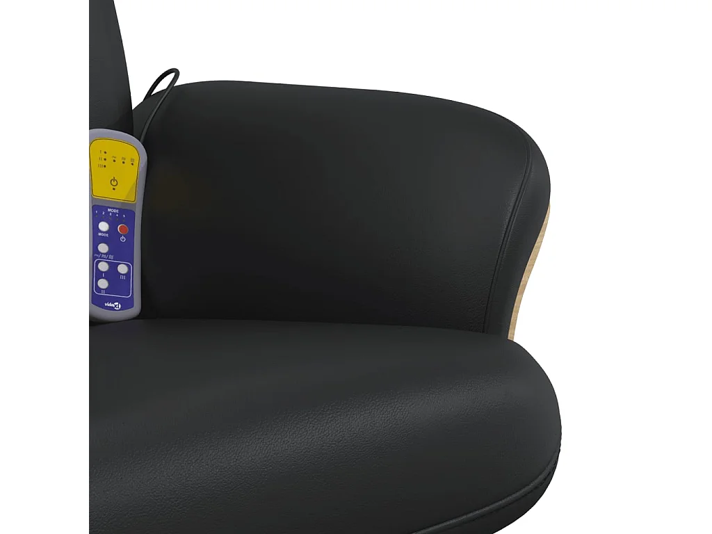 Poltrona Massaggio Reclinabile con Sgabello Nero in Similpelle