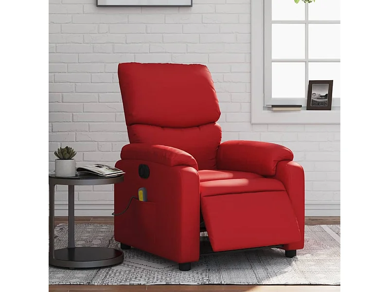 Poltrona Massaggio Elettrica Reclinabile Rosso Similpelle