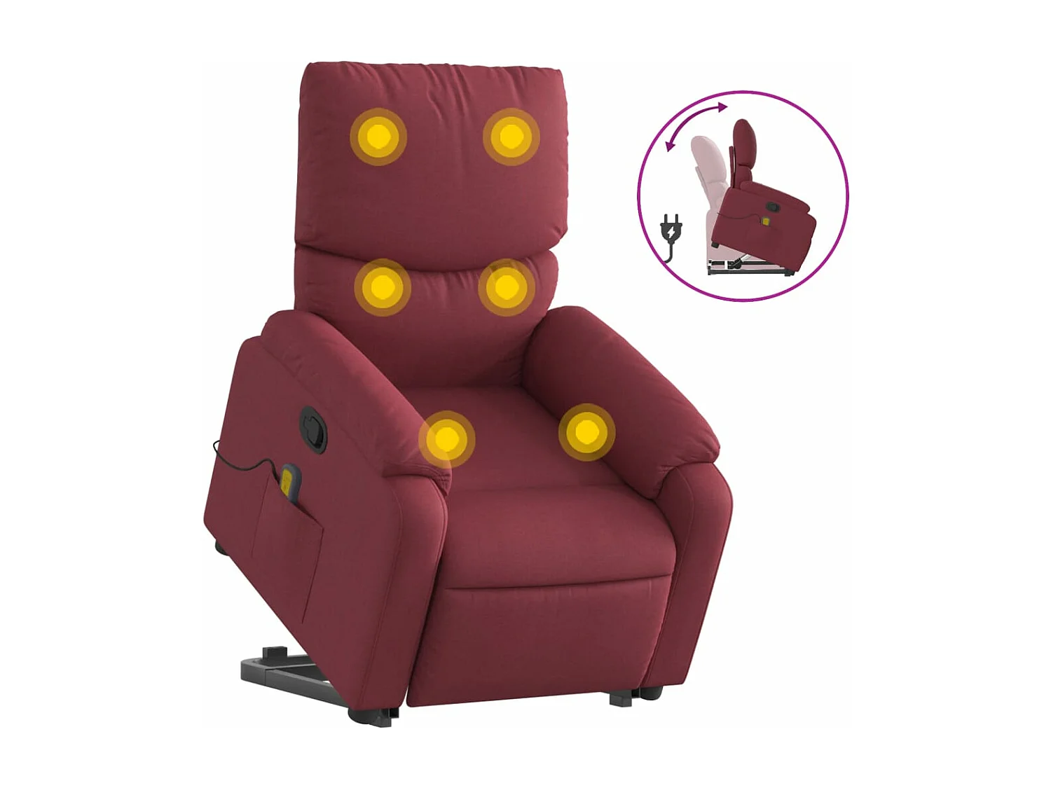 Fauteuil inclinable de massage Rouge bordeaux Tissu