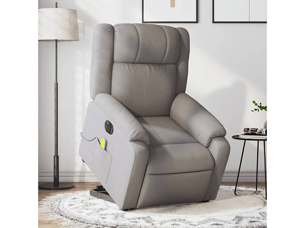Fauteuil inclinable de massage électrique Taupe Tissu