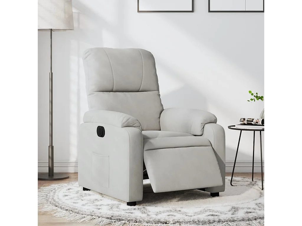 Fauteuil inclinable électrique gris clair tissu microfibre