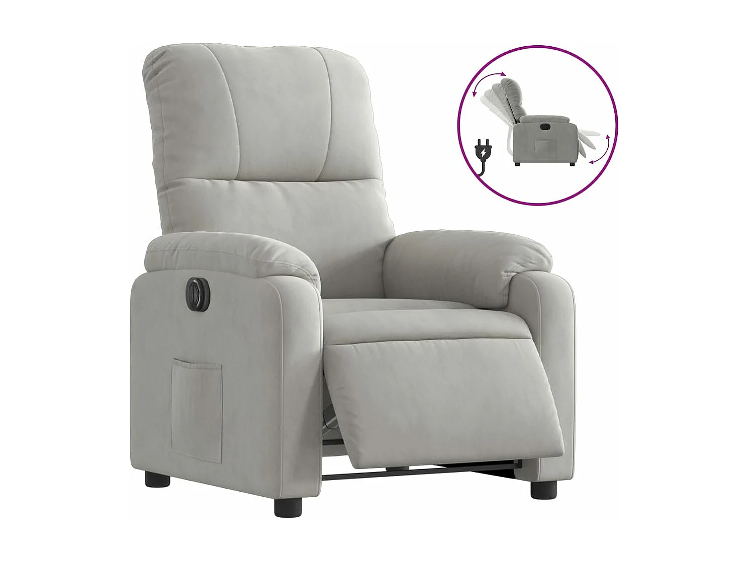 Fauteuil inclinable électrique gris clair tissu microfibre