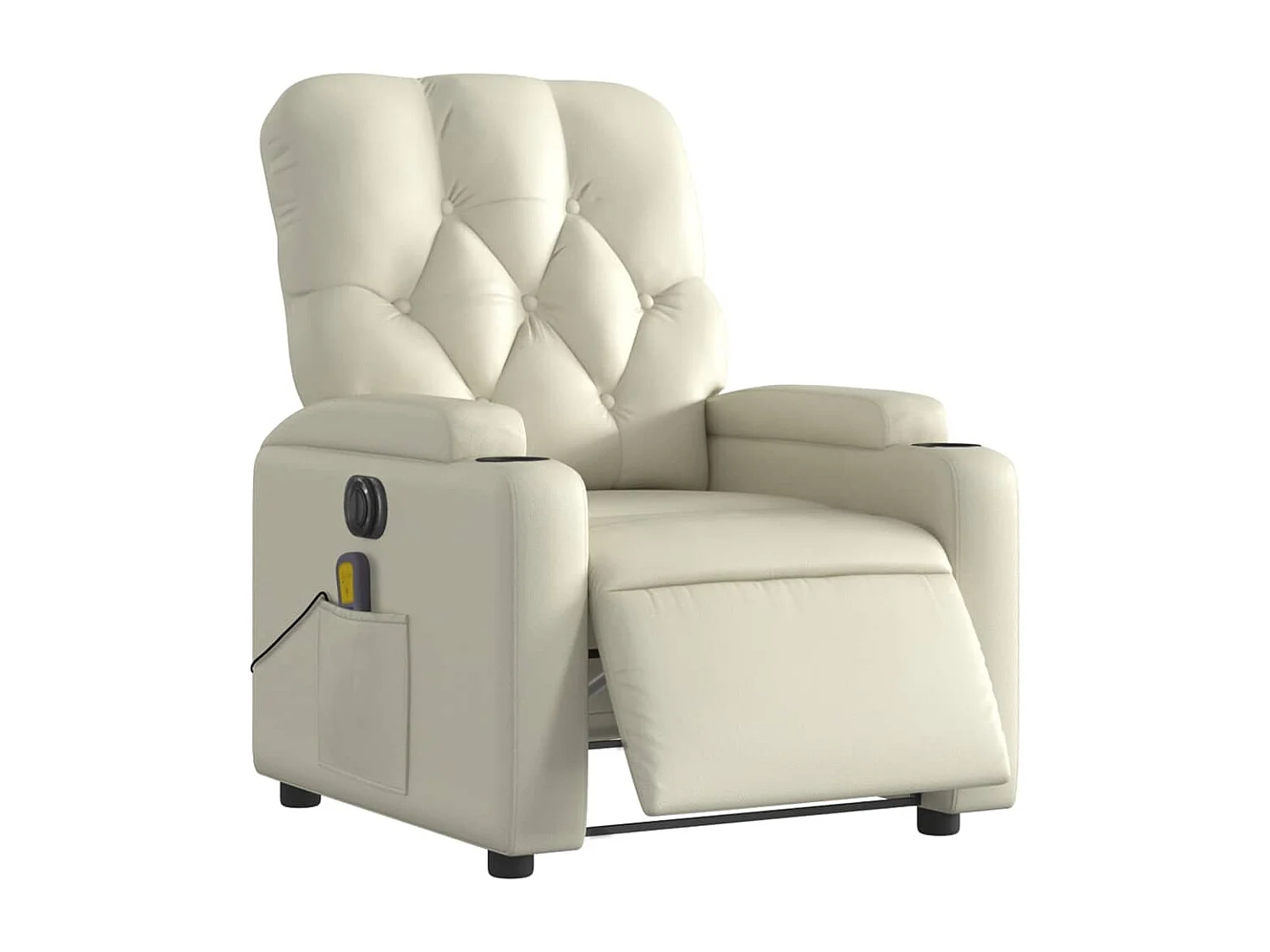 Fauteuil de massage inclinable électrique crème similicuir