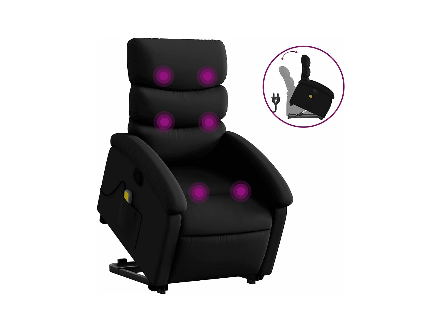 Massagesessel mit Aufstehhilfe Schwarz Kunstleder