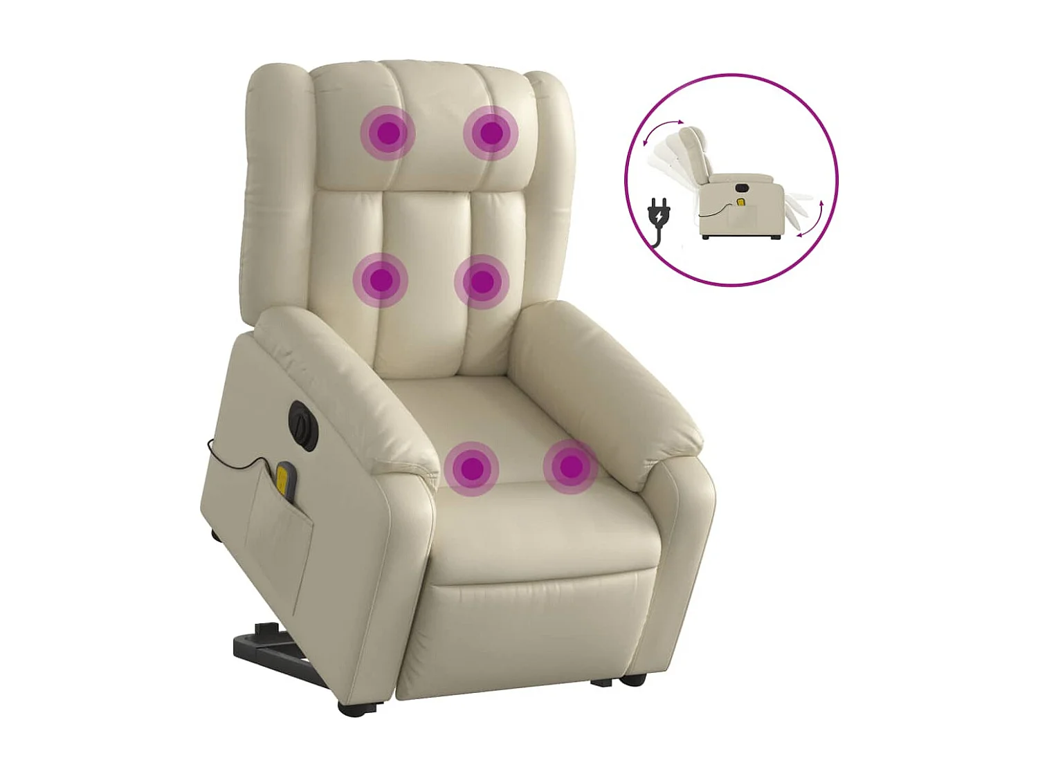 Fauteuil inclinable de massage électrique crème similicuir
