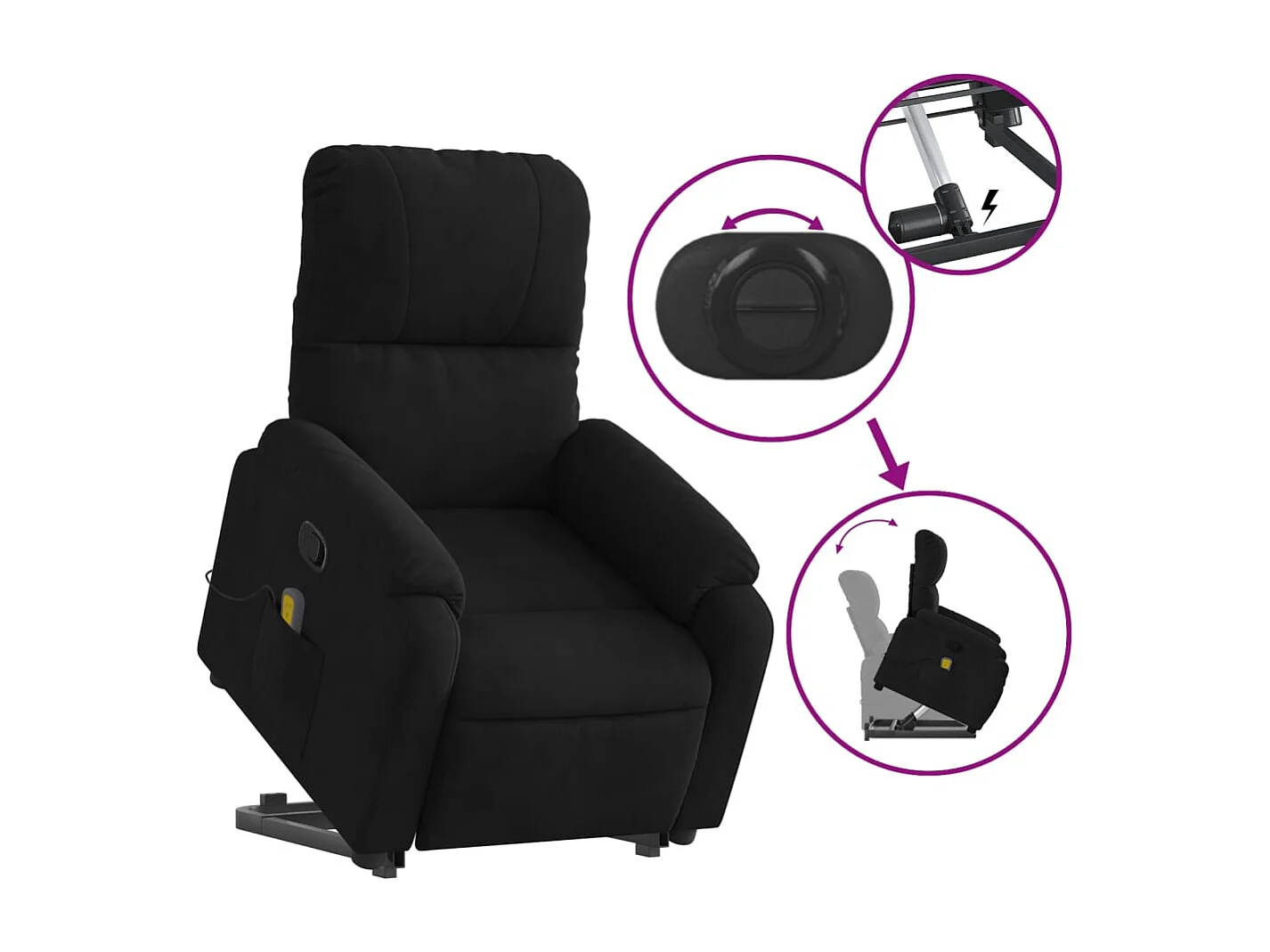 Fauteuil inclinable de massage noir tissu microfibre