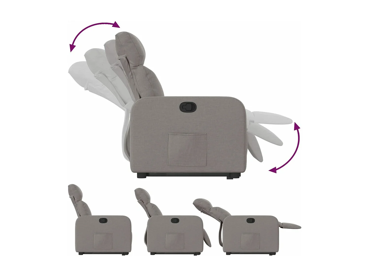 Fauteuil inclinable taupe tissu